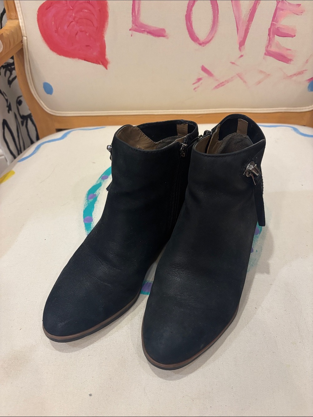 Women's Black Ankle Booties with Side Zip